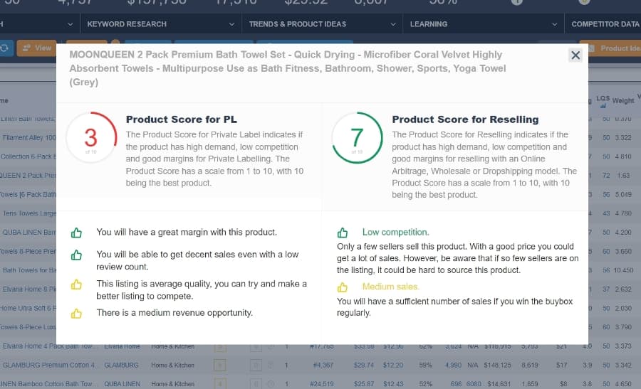 PL 的 AMZScout 产品得分