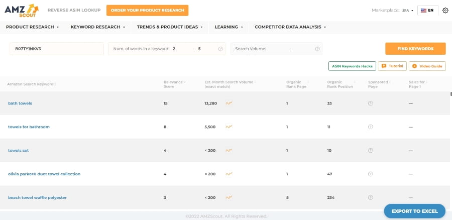 AMZScout 反向 ASIN 查询